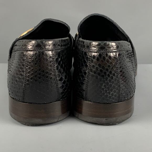 DOLCE & GABBANA Size 7 Black Textured Leather Slip On Loafers - Picture 3 of 9